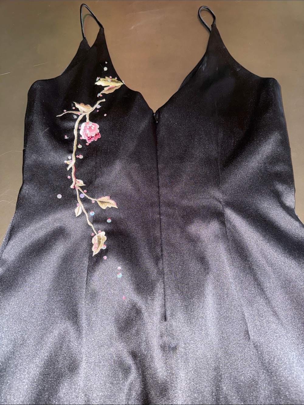 Black Floral-Embroidered Slip Dress - Women's - Picture 5 of 8